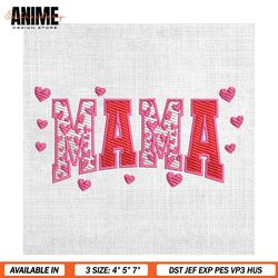 mama leopard print pink valentine day embroidery