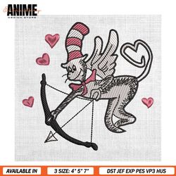 the cat in the hat cupid valentine embroidery
