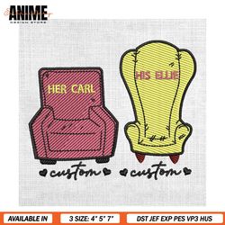 her carl his ellie custom name armchair couple embroidery