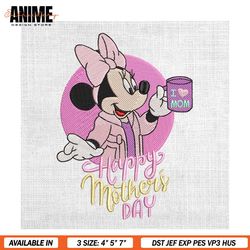 happy mother day minnie mouse coffee embroidery