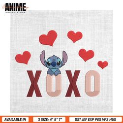 xoxo love valentine day stitch embroidery