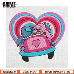 stitch angel couple valentine heart car embroidery