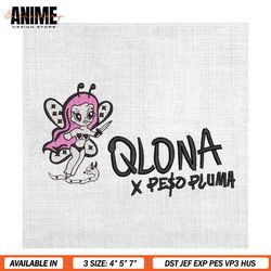 qlona x peso pluma karol g devil angel embroidery