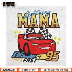 lightning mama mcqueen cars embroidery