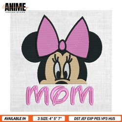 mom minnie mouse pink bow embroidery