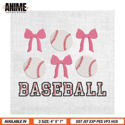 baseball pink bow sport embroidery