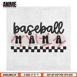 baseball mama sport mother day checkered embroidery