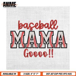 go baseball mama sport mother day embroidery