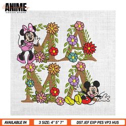 mama floral mickey minnie mouse embroidery