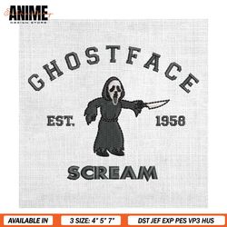 ghostface scream est 1958 horror halloween embroidery