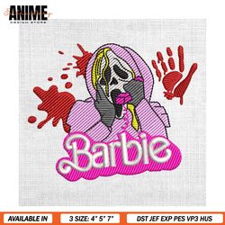 barbie ghostface scream horror halloween embroidery