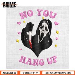 no you hang up scream horror halloween embroidery