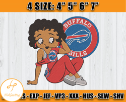 Buffalo Bills Embroidery, Betty Boop Embroidery, NFL Machine Embroidery Digital, 4 sizes Machine Emb Files -07 & Hoklas