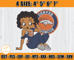 Broncos Betty Boop Embroidery File, Betty Boop Embroidery Design, Broncos Embroidery, Sport embroidery