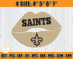 New Orleans Saints Lips Embroidery Design, Saints Logo Embroidery, NFL Sport Embroidery, Embroidery Design