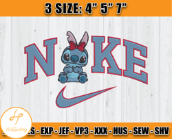 summer stitch embroidery design, stitch nike machine embroidery file, cartoon embroidery