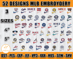 bundle 52 design mlb embroidery, embroidery file, embroidery applique