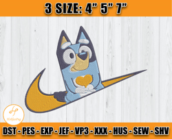 nike x bluey embroidery, embroidery machine file, bluey cartoon embroidery