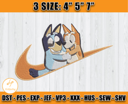 blury and bingo embroidery, nike bluey embroidery, cartoon embroidery machine