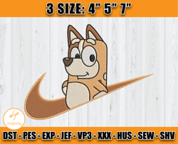 nike chilli embroidery, bluey embroidery, machine embroidery pattern