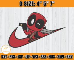 nike deadpool embroidery, nike embroidery, cartoon inspired embroidery