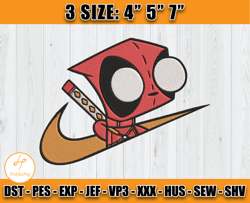 nike deadpool embroidery, nike cartoon embroidery, cartoon inspired embroidery