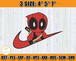 nike deadpool embroidery, nike cartoon embroidery, embroidery file