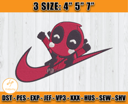 nike cute deadpool embroidery, nike disney embroidery, embroidery machine file