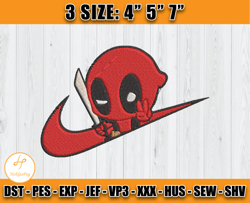 nike deadpool embroidery, disney embroidery, cartoon embroidery machine