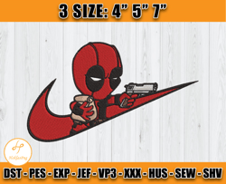 nike deadpool embroidery, nike embroidery, cartoon inspired embroidery x