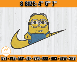 nike minion dave embroidery, dave minion embroidery, cartoon inspired embroidery