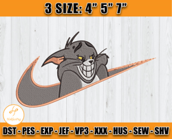 nike tom embroidery, tom and jerry embroidery, disney character embroidery