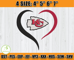 Chiefs Heart Embroidery, Kansas City Chiefs Embroidery, Heart Embroidery Dessign, Embroidery Design