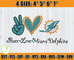 Peace Love Dolphins Embroidery File, Miami Dolphins Embroidery, Football Embroidery, NFL Dolphins Embroidery Designs