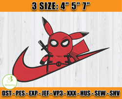 stitch deadpool pikachu embroidery, deadpool embroidery, embroidery machine