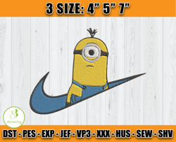 nike minion embroidery, disney nike embroidery, minion cartoon inspired embroidery