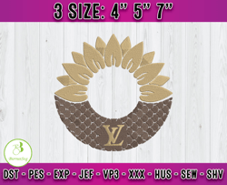 lv flower embroidery, logo fashion brand embroidery, embroidery file