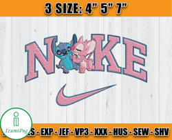 stitch and angel couple embroidery, stitch nike embroidery machine, cartoon embroidery design file