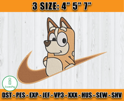 nike chilli embroidery, bluey embroidery, machine embroidery pattern