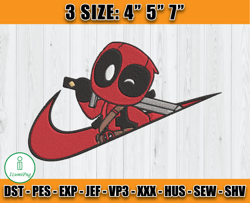 nike deadpool embroidery, nike embroidery, cartoon inspired embroidery x