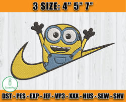 nike minion bob embroidery, minion embroidery, embroidery machine file