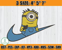 nike minion embroidery, jerry minion embroidery, cartoon inspired embroidery x