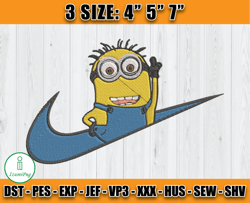 nike minion stuart embroidery, minion embroidery, embroidery machine file x