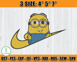 nike minion dave embroidery, dave minion embroidery, cartoon inspired embroidery