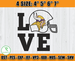 Love Minnesota Vikings Embroidery Design, Minnesota Vikings Embroidery, NFL Football Embroidery