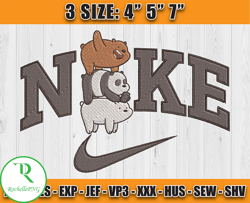 nike x cute bear embroidery, cartoon nike embroidery, embroidery design file