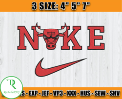 Chicago Bulls Embroidery Design, Basketball Nike Embroidery Machine Design