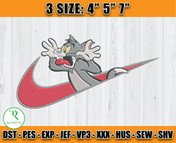niketom scared embroidery, cartoon embroidery, tom and jerry embroidery