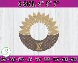 lv flower embroidery, logo fashion brand embroidery, embroidery file