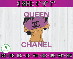 queen chanel embroidery, chanel logo embroidery, embroidery machine x